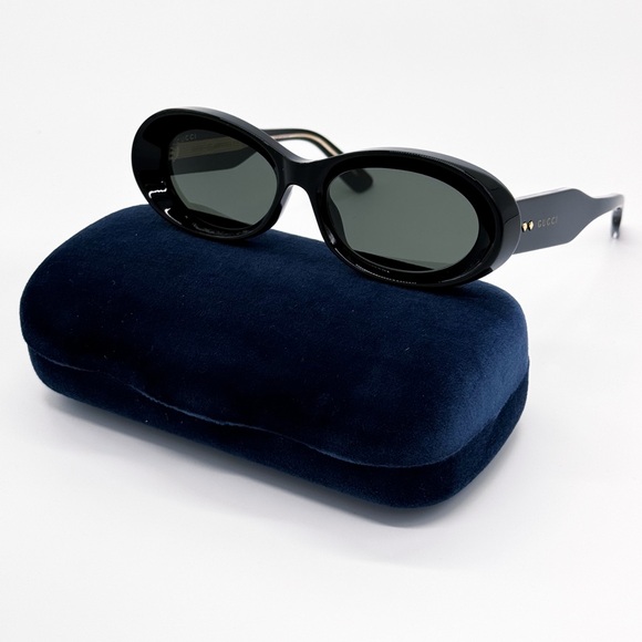 NEW GUCCI GG1527S 001 OVAL BLACK GREY WOMEN SUNGLASSES GUCCI - Picture 3 of 13